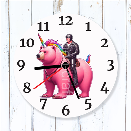Round Glass  Wall Clock - Unicorn Rider - 24