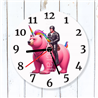 Round Glass  Wall Clock - Unicorn Rider - 24