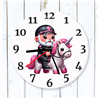Round Glass  Wall Clock - Unicorn Rider - 28