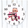 Round Glass  Wall Clock - Unicorn Rider - 29