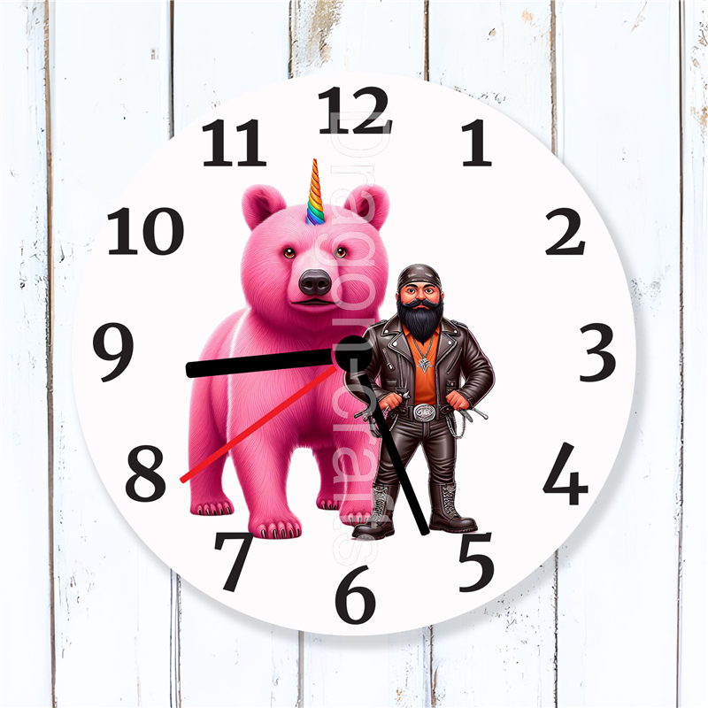 Round Glass  Wall Clock - Unicorn Rider - 30