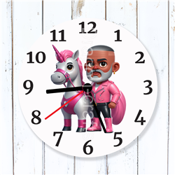 Round Glass  Wall Clock - Unicorn Rider - 31