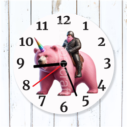 Round Glass  Wall Clock - Unicorn Rider - 34