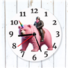 Round Glass  Wall Clock - Unicorn Rider - 34