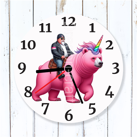 Round Glass  Wall Clock - Unicorn Rider - 37