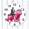 Round Glass  Wall Clock - Unicorn Rider - 37