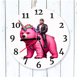 Round Glass  Wall Clock - Unicorn Rider - 38