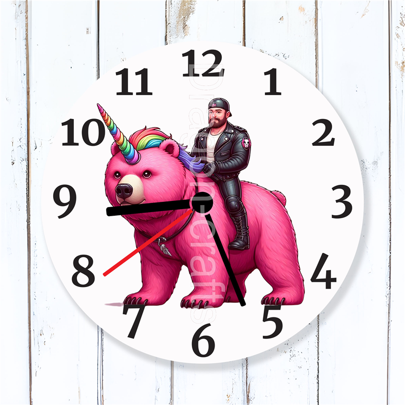 Round Glass Wall Clock - Unicorn Rider - 38 Round Glass Wall Clock - Unicorn Rider - 38