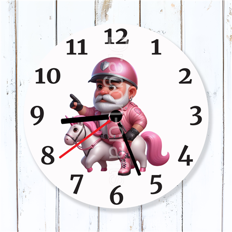 Round Glass  Wall Clock - Unicorn Rider - 39