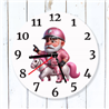 Round Glass  Wall Clock - Unicorn Rider - 39