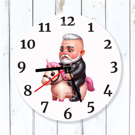 Round Glass  Wall Clock - Unicorn Rider - 4