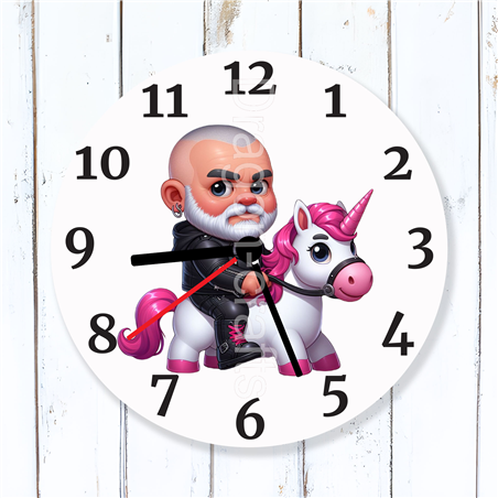 Round Glass  Wall Clock - Unicorn Rider - 41