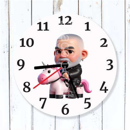 Round Glass  Wall Clock - Unicorn Rider - 42