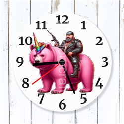 Round Glass  Wall Clock - Unicorn Rider - 47