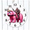 Round Glass  Wall Clock - Unicorn Rider - 47