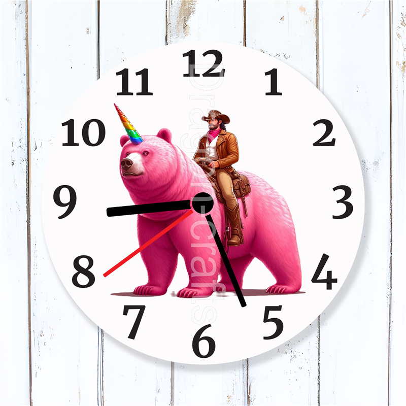 Round Glass  Wall Clock - Unicorn Rider - 51