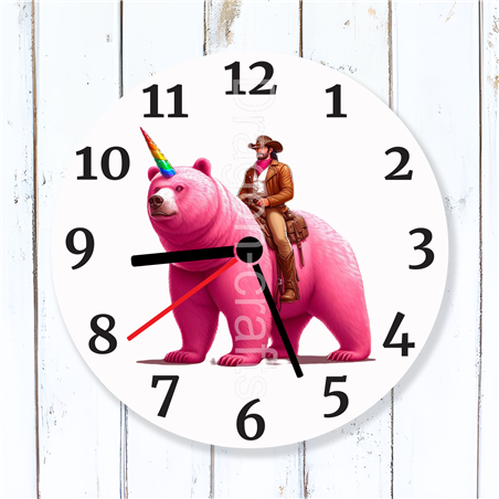 Round Glass  Wall Clock - Unicorn Rider - 51