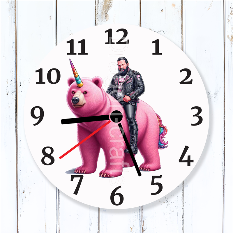 Round Glass  Wall Clock - Unicorn Rider - 52