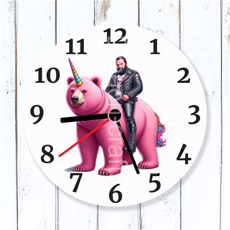 Round Glass  Wall Clock - Unicorn Rider - 52
