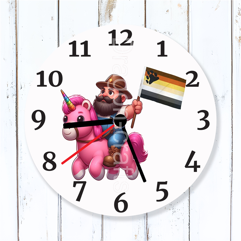Round Glass Wall Clock - Unicorn Rider - 53 Round Glass Wall Clock - Unicorn Rider - 53