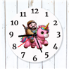 Round Glass  Wall Clock - Unicorn Rider - 57
