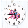 Round Glass  Wall Clock - Unicorn Rider - 59