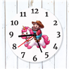 Round Glass  Wall Clock - Unicorn Rider - 60