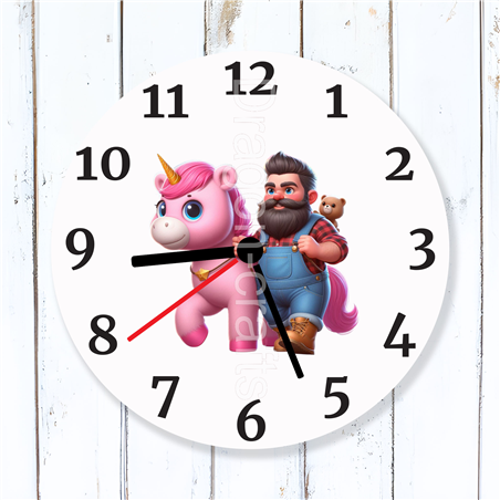 Round Glass  Wall Clock - Unicorn Rider - 62