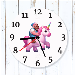 Round Glass  Wall Clock - Unicorn Rider - 63