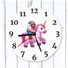 Round Glass  Wall Clock - Unicorn Rider - 63