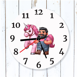 Round Glass  Wall Clock - Unicorn Rider - 65