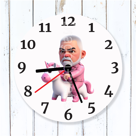 Round Glass  Wall Clock - Unicorn Rider - 8