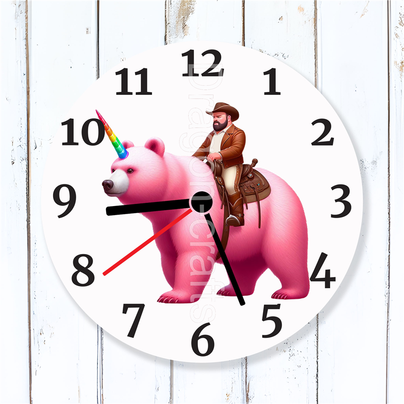 Round Glass  Wall Clock - Unicorn Rider - 9