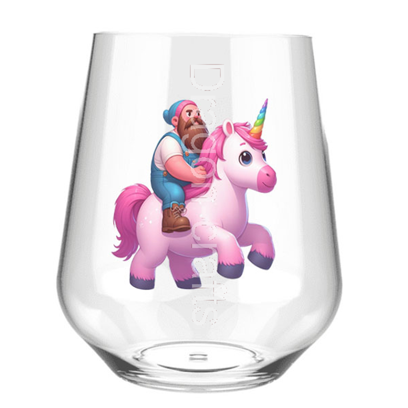 Stemless Wine Glass - Unicorn rider - 63 Stemless Wine Glass - Unicorn rider - 63
