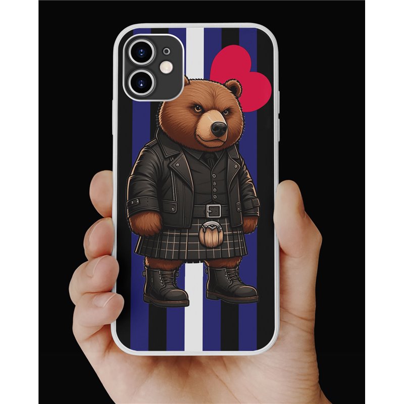 Phone Cover - Leather Flag - Kilted Bear - 13
