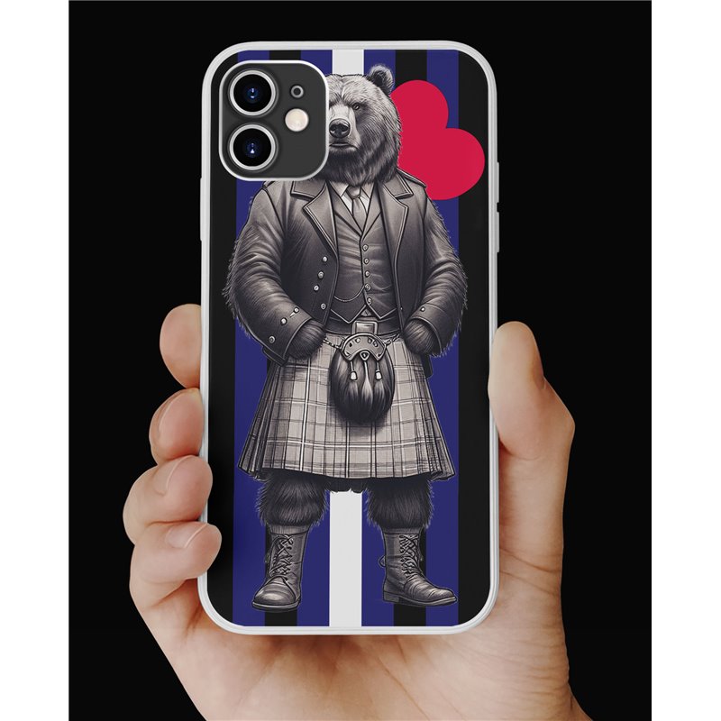 Phone Cover - Leather Flag - Kilted Bear - 3