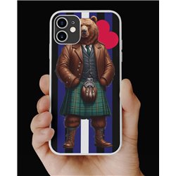 Phone Cover - Leather Flag - Kilted Bear - 4