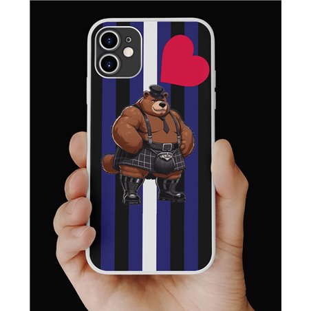 Phone Cover - Leather Flag - Kilted Bear - 8