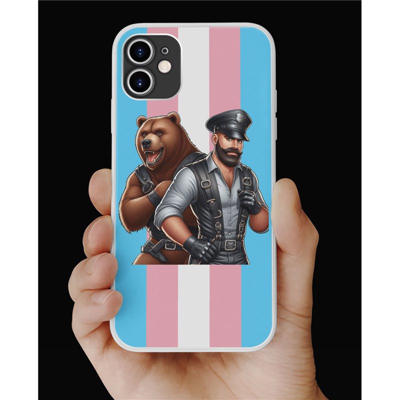 Phone Cover - Trans Flag -Leather 34