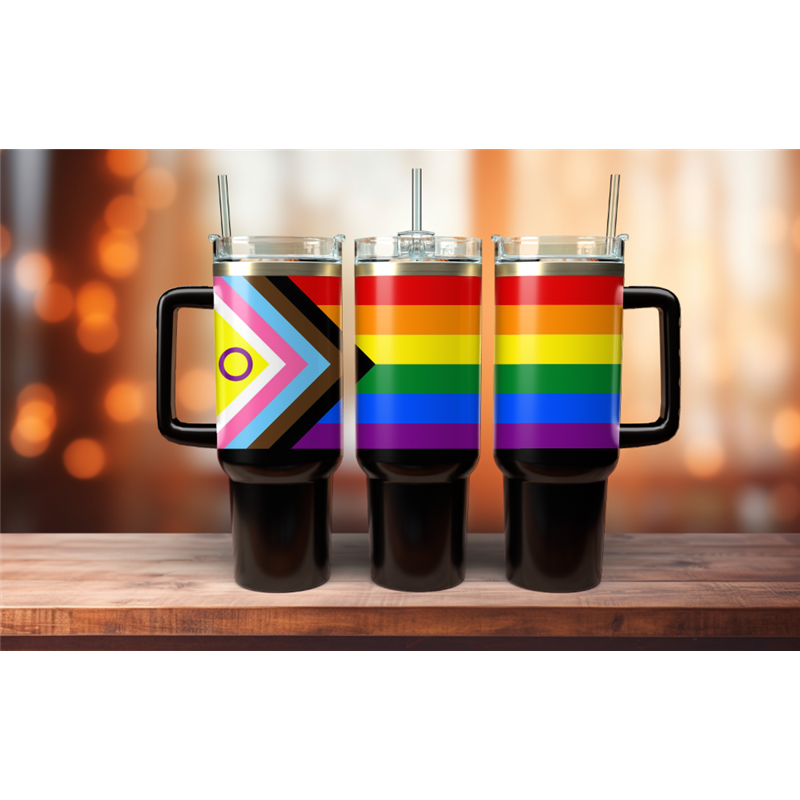 40oz Insulated Mug - Progressive Pride Flag