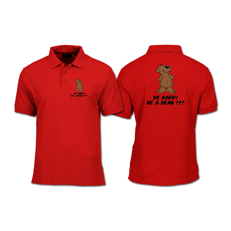 Polo Shirt - Front and Back Print - Be Happy