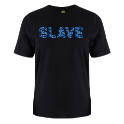printed word  t-shirt - blue camo - Slave