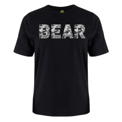 printed word  t-shirt - grey camo -Bear