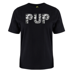 printed word  t-shirt - grey camo -Pup