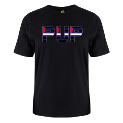 printed word  t-shirt - leather flag - Pup