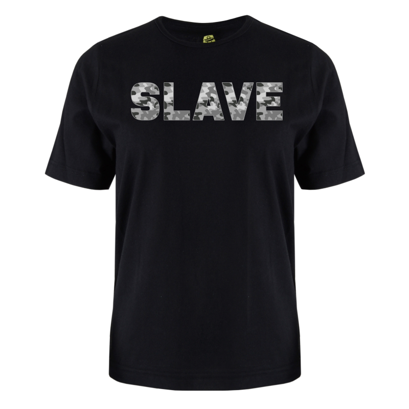 printed word  t-shirt - grey camo -Slave