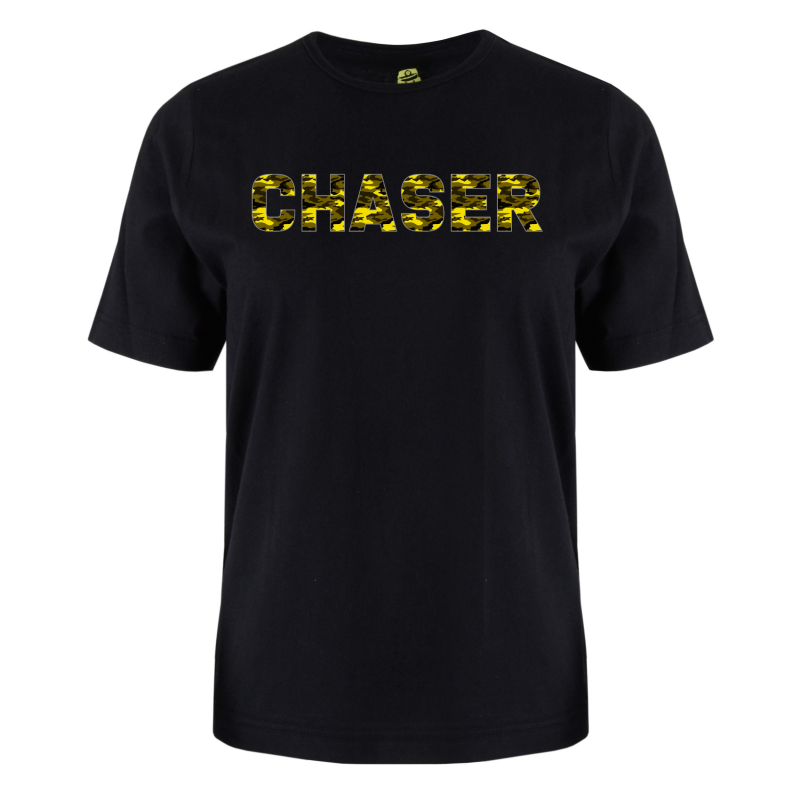 printed word  t-shirt - yellow camo - Chaser