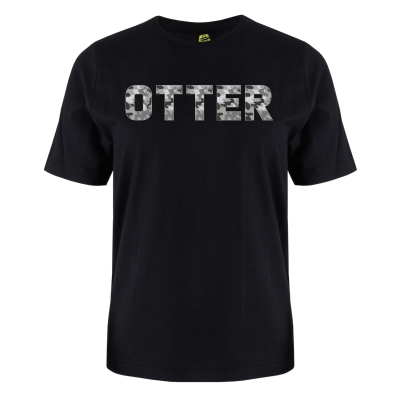 printed word  t-shirt - grey camo -Otter