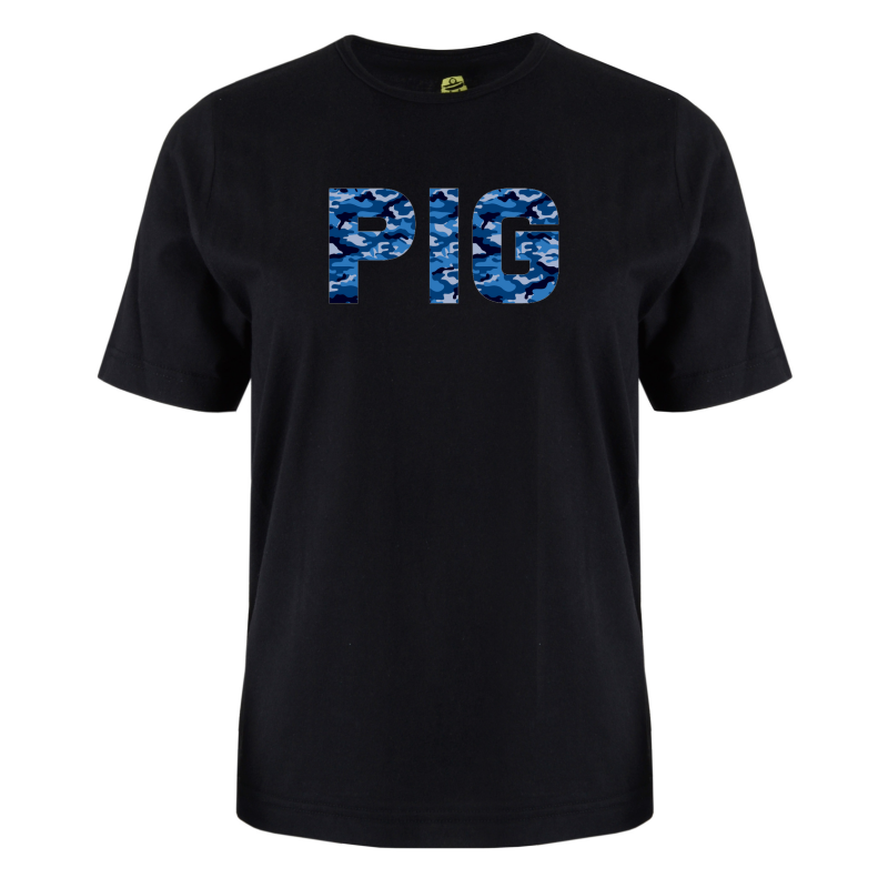 printed word t-shirt - blue camo - Pig printed word t-shirt - blue camo - Pig