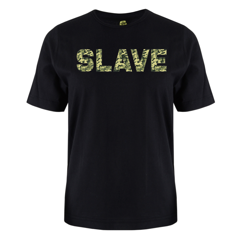 printed word  t-shirt - green camo - Slave